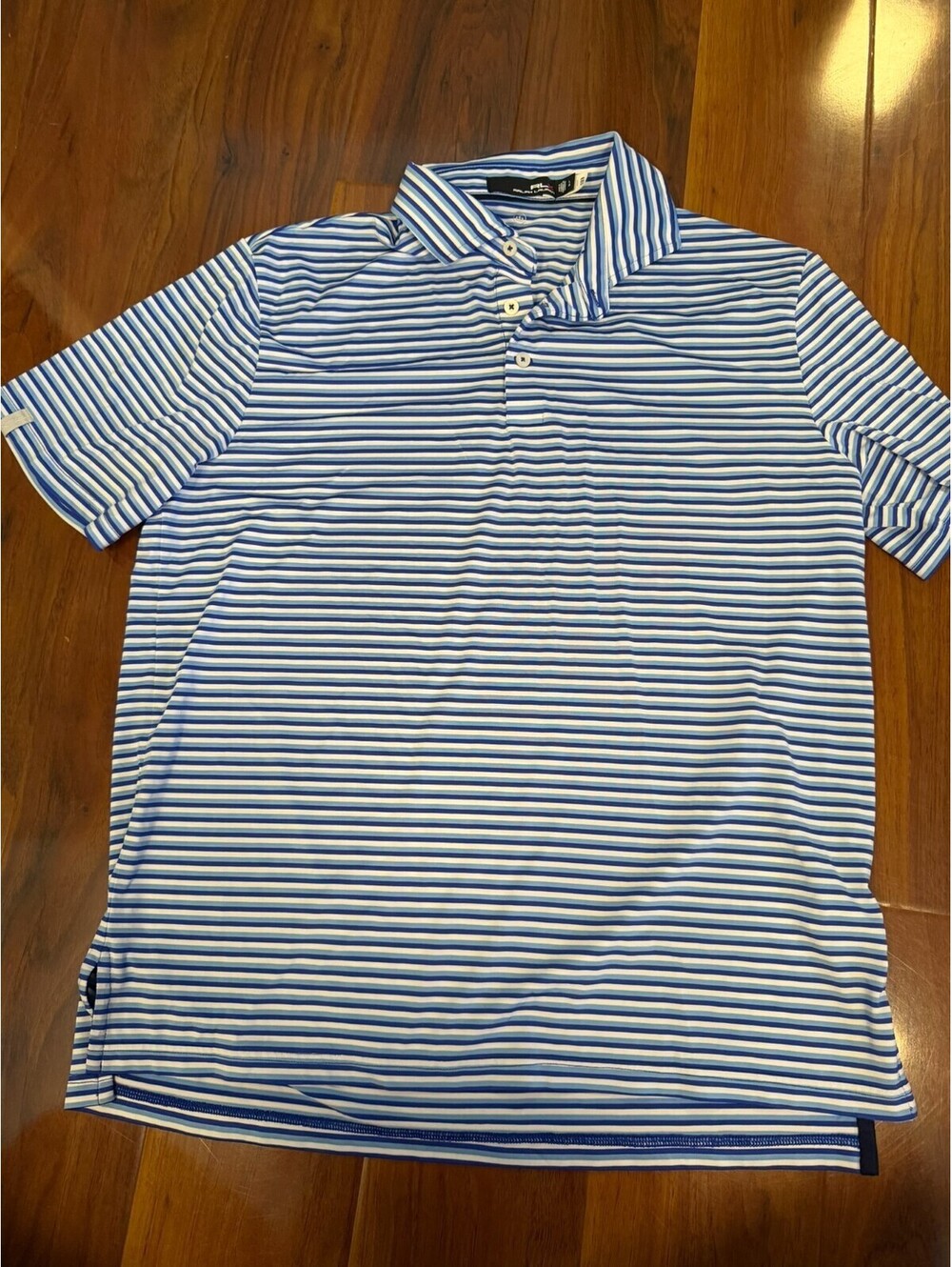 Ralph Lauren RLX Golf Polo Shirt Men Size L Performance Blue Stripe Stretch